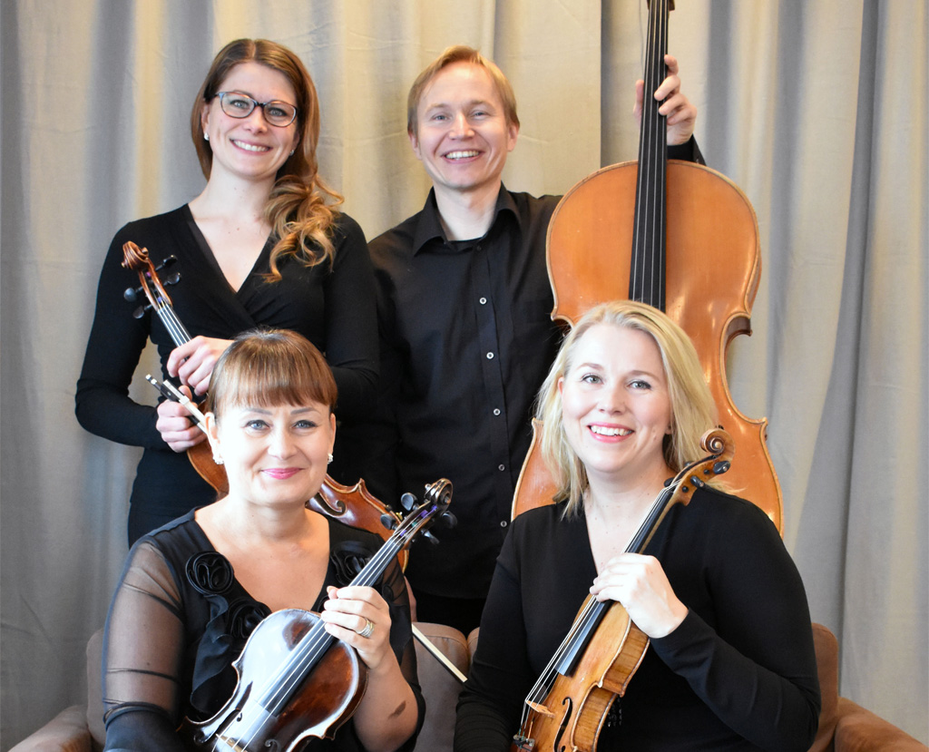 Uusimaa-kvartetti Kaisa Ivars, viulu; Tanja Kortman, viulu; Heidi Ketola, alttoviulu ja Tuure Paalanen, sello